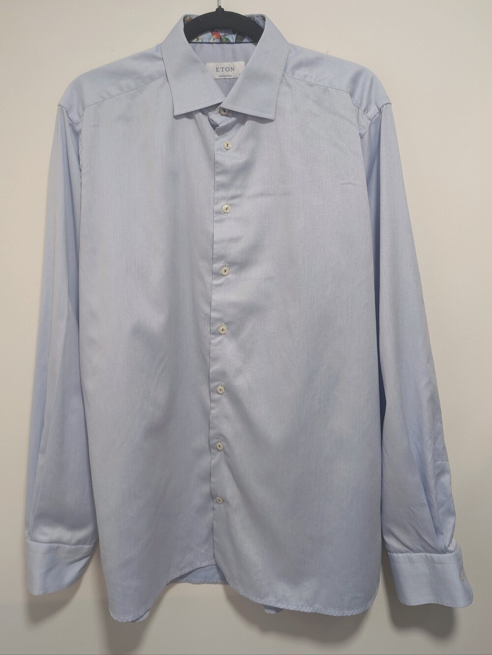 Eton | Contemporary Fit Floral Contrast Collar Dress Shirt In Light Blue
